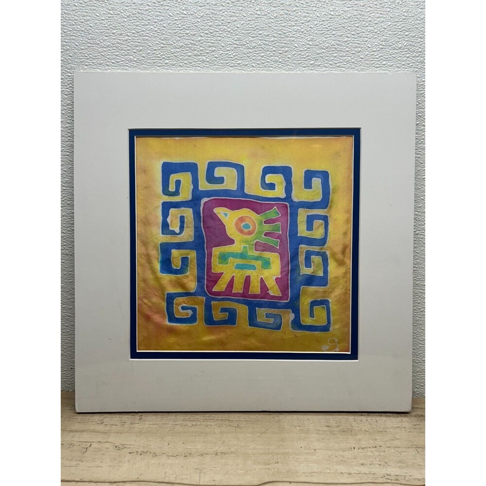Pre-Columbian Shamanistic Bird South American Iconographic Silk Art Mary Wolfe